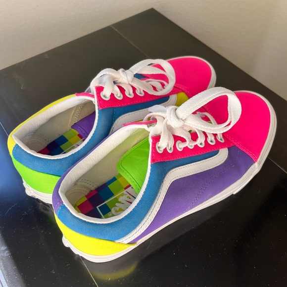 Vans Old Skool Neon Color Block Skate Shoes - Picture 4 of 10